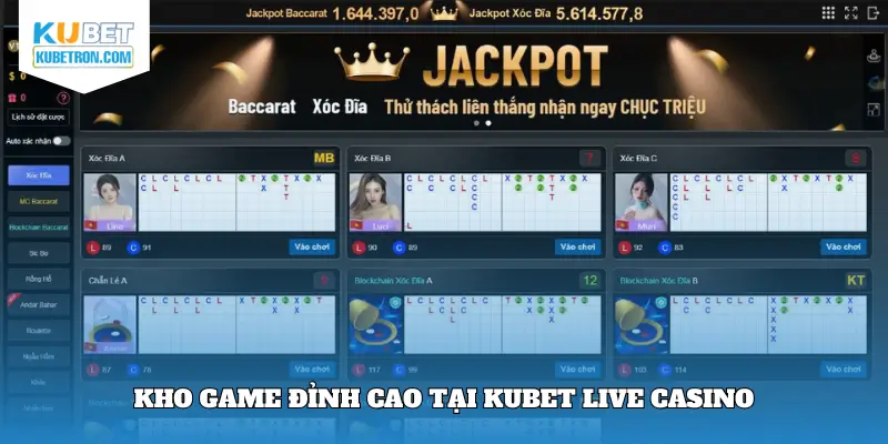 5 game đỉnh cao tại sảnh Kubet live casino
